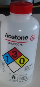 chemical label on nalgene bottle